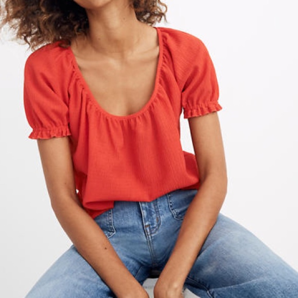 Madewell Red Puff Sleeve Top